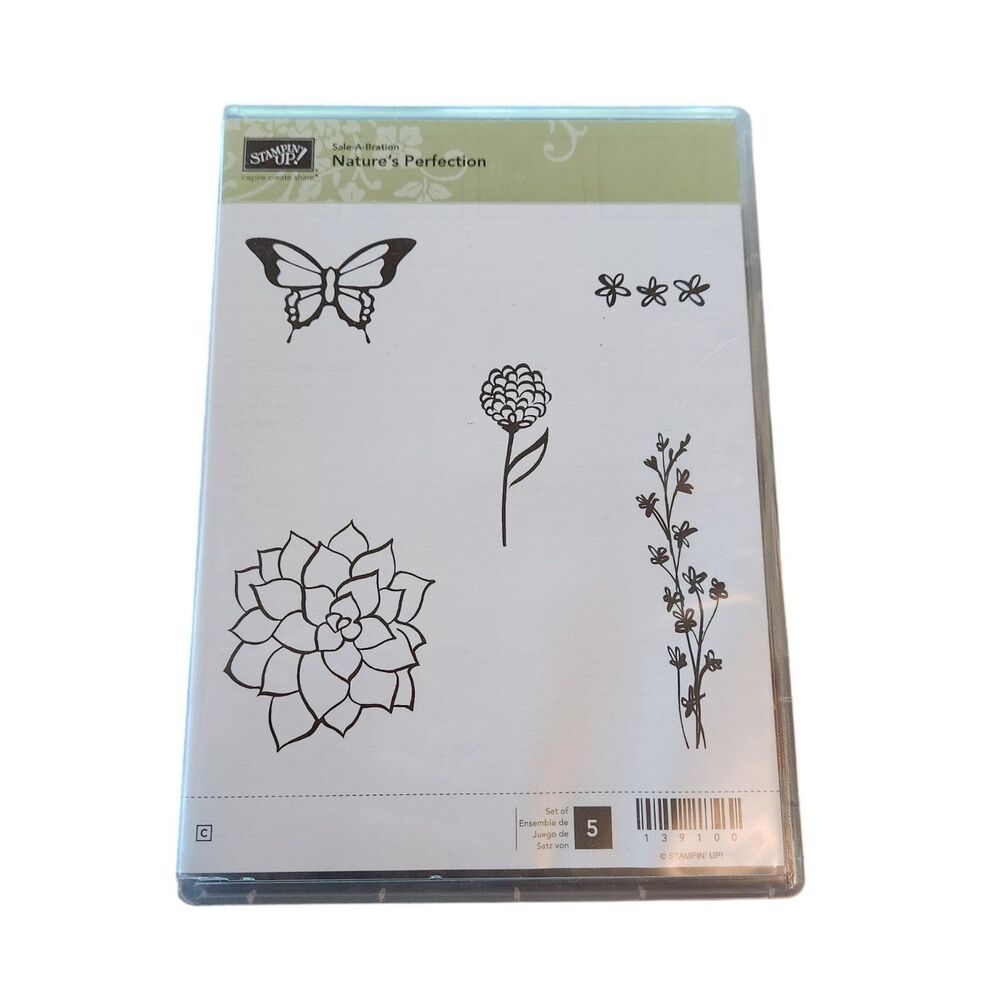 Stampin' Up! NATURE'S PERFECTION Stamp Set of 5 139100 Flowers Butterfly‎